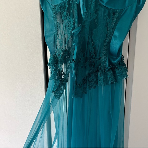 Rare Vintage 1980’s Faris Lingerie Set Teal Blue Ruffle Sheer Made in USA - Picture 6 of 12